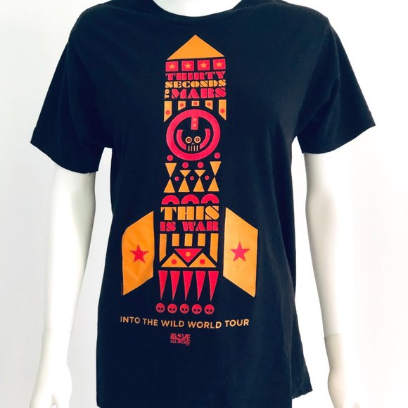 RARE Vintage 30 Seconds To Mars This Is War Into The Wild World Tour T-Shirt Top - Picture 1 of 4